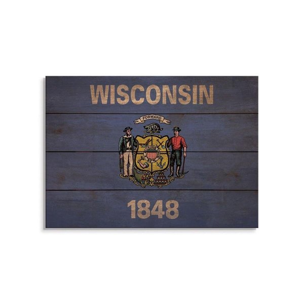 Wile E. Wood 20 x 14 in. Wisconsin State Flag Wood Art FLWI-2014